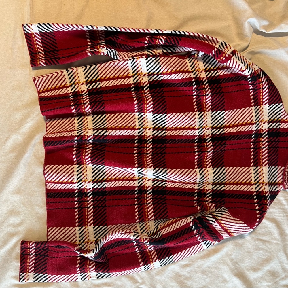 Red Plaid Long Sleeve Top